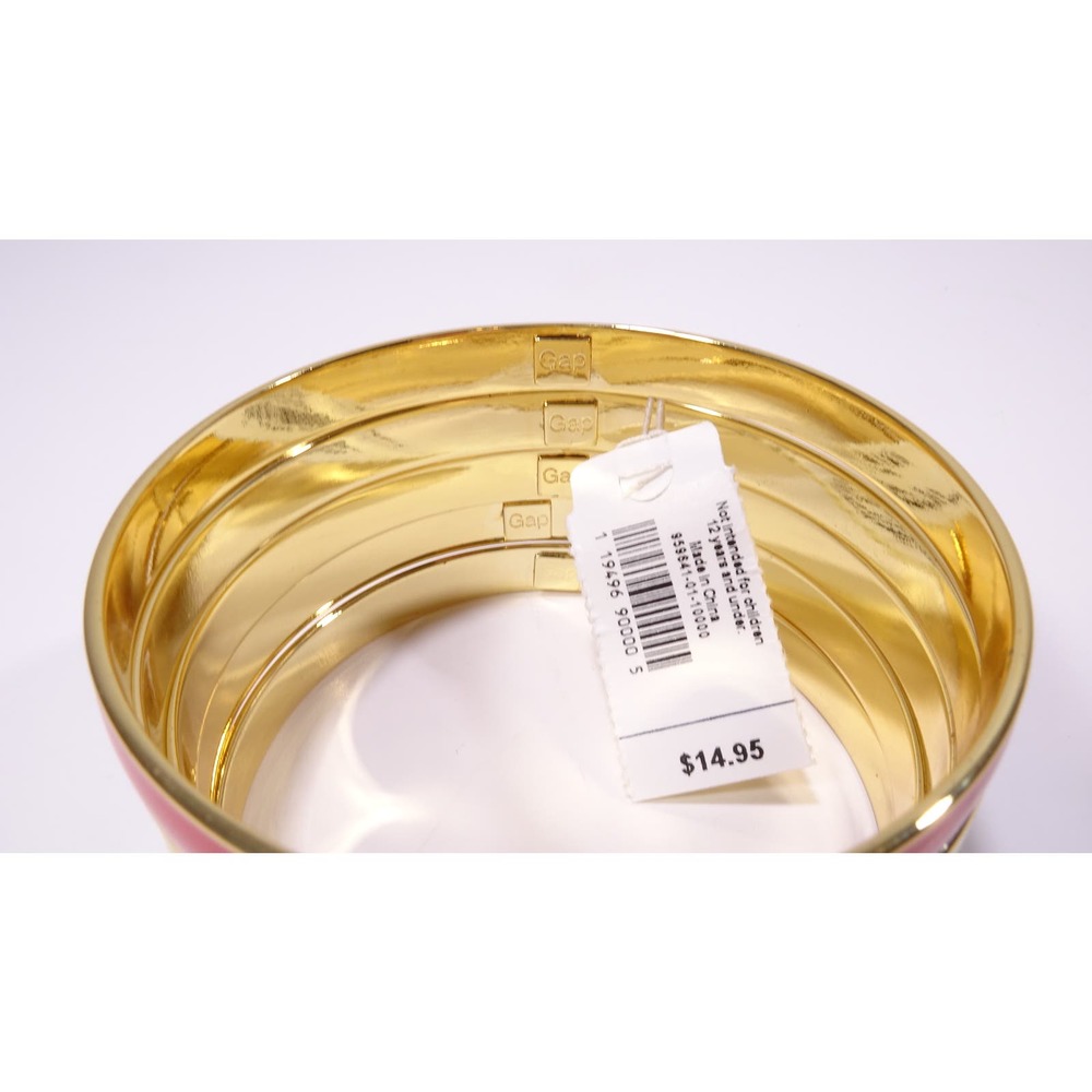 Gap Women's rainbow Enamel Gold Bangle Bracelet Set of 5 NWOT 15ea - Picture 4 of 7